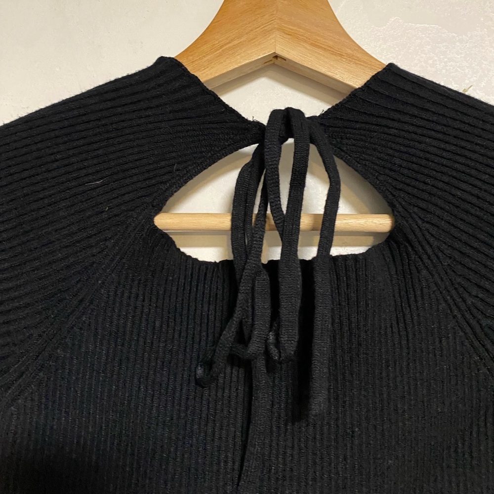 VRG GRL Black Ribbed Knit Long Sleeve Mini Dress – Size 10 - Picture 9 of 11